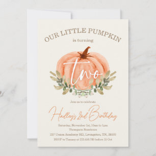 Invitación 2.º cumpleaños Caída de calabaza pequeña / Otoño
