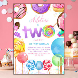 Invitación 2.º cumpleaños Candyland Lollypop dulces Candy Cut