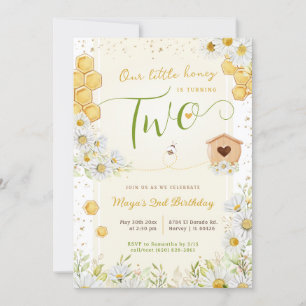 Invitación 2.º cumpleaños Chica de Abeja Pequeña