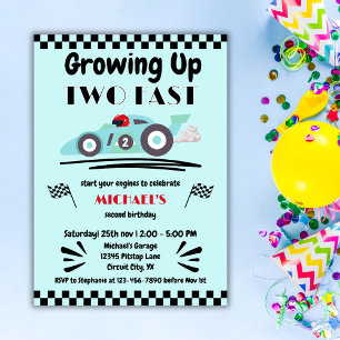 Invitación 2.º Cumpleaños Creciendo Dos Carros Rápidos De Car