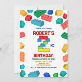 Invitación 2.º cumpleaños de los bloques de construcción, fie