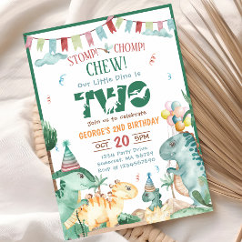 Invitación 2.º cumpleaños de STOMP CHOMP y CHEW Dinosaur