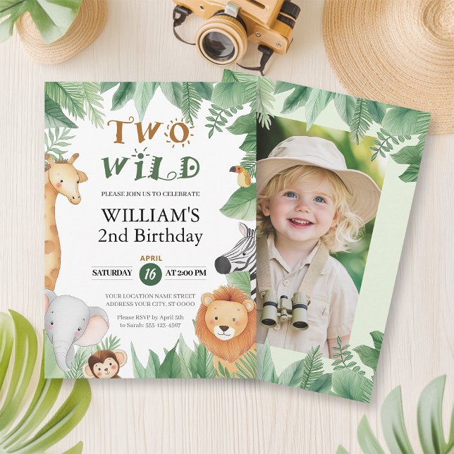 Invitación 2.º cumpleaños del animal salvaje de dos Safari de (Subido por el creador)