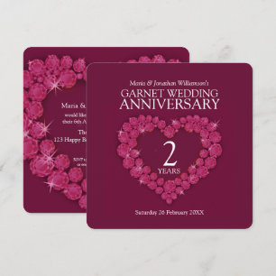 Invitación 2.º fiesta de aniversario de boda de garnet invita