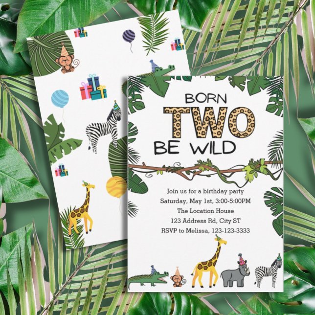 Invitación 2.º Fiesta de cumpleaños, animales de la jungla, s (Subido por el creador)