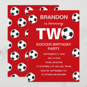 Invitación 2.º Fiesta de cumpleaños fútbol Red Boys Sports