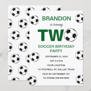 Invitación 2.º Fiesta de cumpleaños Soccer Green Boys Sports