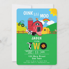 Invitación 2.º Nacimiento Granero Animales Oink Baa Moo Cute