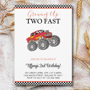 Invitación 2.º segundo cumpleaños Fiesta de coches dos rápido
