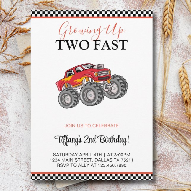 Invitación 2.º segundo cumpleaños Fiesta de coches dos rápido (Subido por el creador)