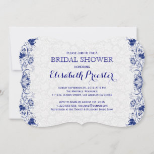 Invitación 2 A La Ducha Bridal De Lace Azul Blanco