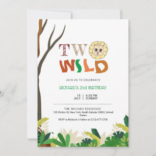 Invitación 2 años niños Jungle Safari Tema del León Cumpleaño