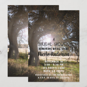 Invitación 2 Árboles Rústicos Atardecer Crepúsculo Despedida 