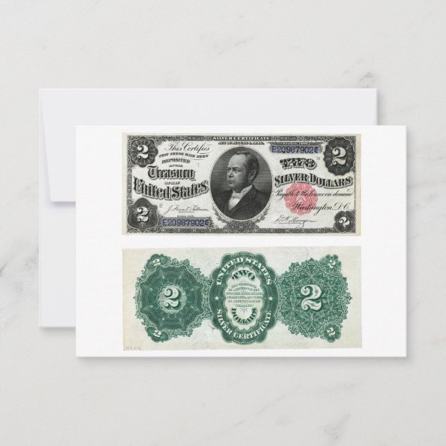 Invitación $2 Billete Silver Certificate Series 1891 (Anverso)