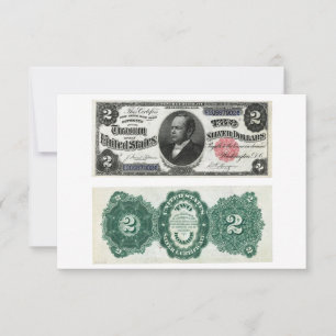 Invitación $2 Billete Silver Certificate Series 1891