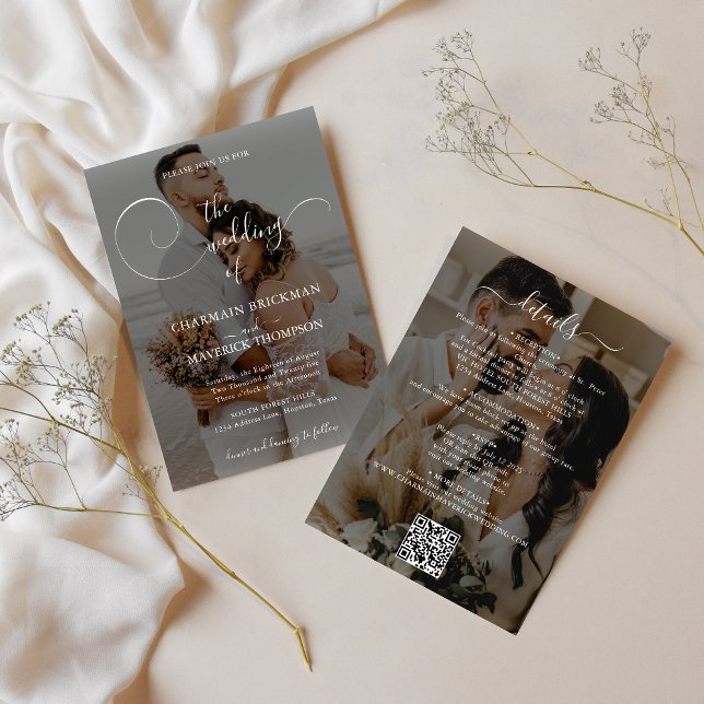 Invitación 2 Boda de código Qr de presupuesto de superposició (Subido por el creador)