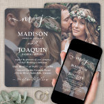 Invitación 2 Boda monogramado simple con escritura elegante f<br><div class="desc">Invitar a la familia y amigos a una celebración de bodas simplemente elegante con una elegante invitación fotográfica monogramada. Las imágenes y todos los textos son sencillos de personalizar para incluir cualquier detalle de su elección. (IMAGEN PLACEMENT TIP: Una manera fácil de centrar una foto exactamente como quieres es recortarla...</div>