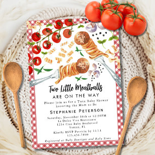 Invitación 2 Bolas De Carne Están En Camino Del Baby Shower G