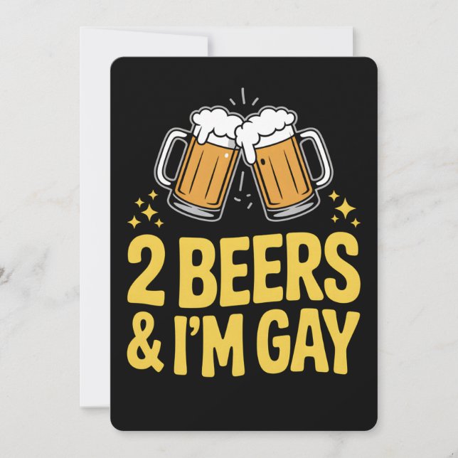 Invitación 2 cervezas y yo soy gay Gracioso Lluvia Orgullo LG (Anverso)