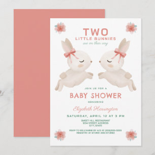 Invitación 2 Chicas gemelos pequeños Baby Shower