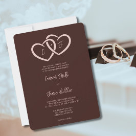 Invitación 2 corazones entrelazados con Iniciales Boda Siena