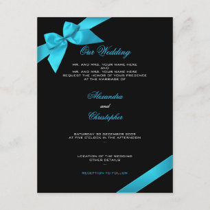 Invitación 2 de la boda de la cinta de la turquesa
