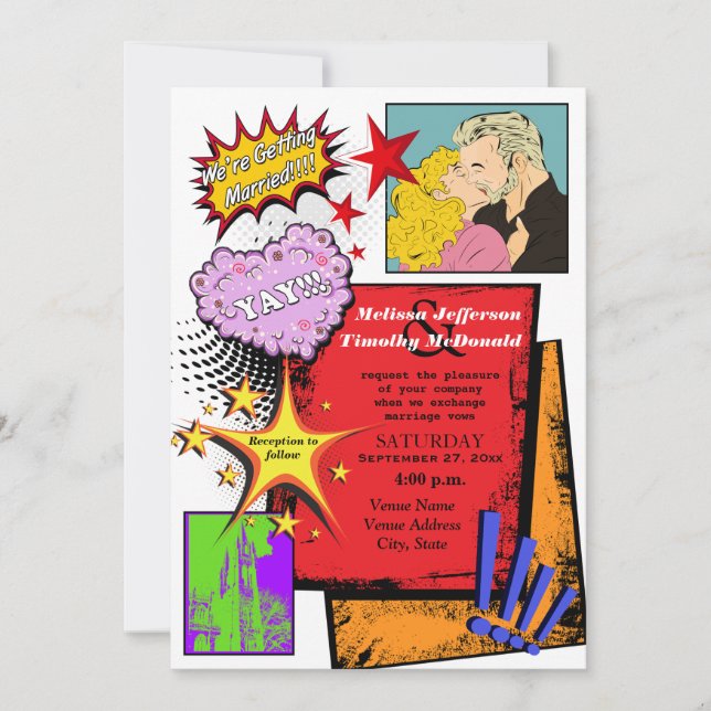 Invitación 2 de la boda del arte pop (Anverso)