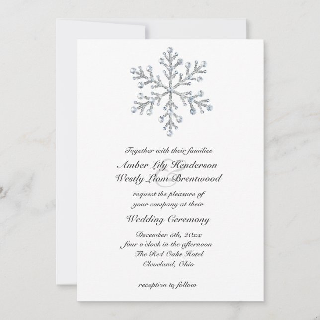 Invitación 2 de la boda del copo de nieve del (Anverso)