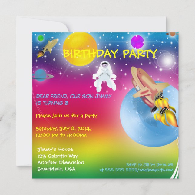 Invitación 2 de la fiesta de cumpleaños del (Anverso)
