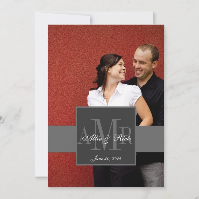 Invitación 2 del boda de la foto del monograma del (Anverso)