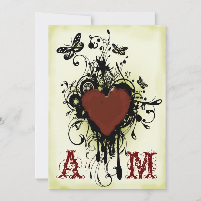 Invitación 2 del boda del amor del tatuaje del (Anverso)