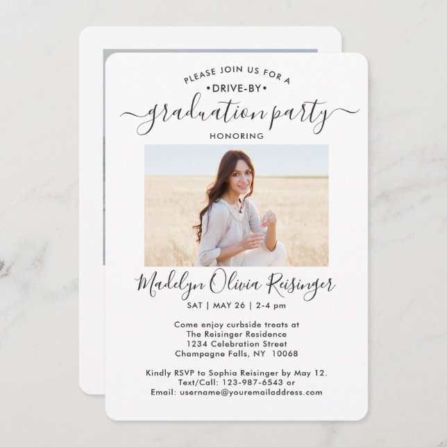 Invitación 2 desfile de autos de la fiesta de graduación de P (Anverso / Reverso)
