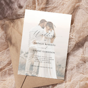 Invitación 2 Faded Pictures White Photo Overlay Boda