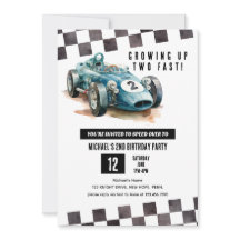 2 Fast Race Car 2ª Fiesta de cumpleaños acuarela