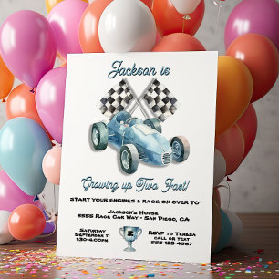 Invitación 2 Fast Race Car 2ª Fiesta de cumpleaños acuarela