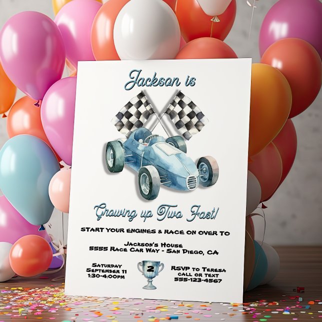 Invitación 2 Fast Race Car 2ª Fiesta de cumpleaños acuarela (Subido por el creador)