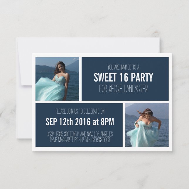 Invitación 2 fiesta de cumpleaños del dulce dieciséis de las (Anverso)