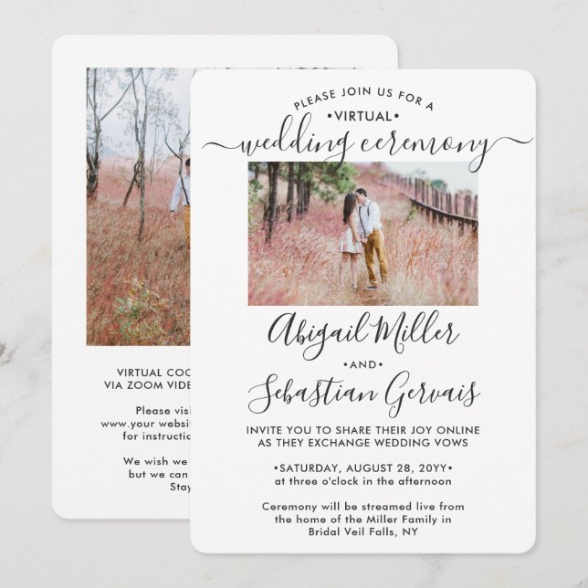 Invitación 2 Foto Boda virtual en vivo a larga distancia (Anverso / Reverso)