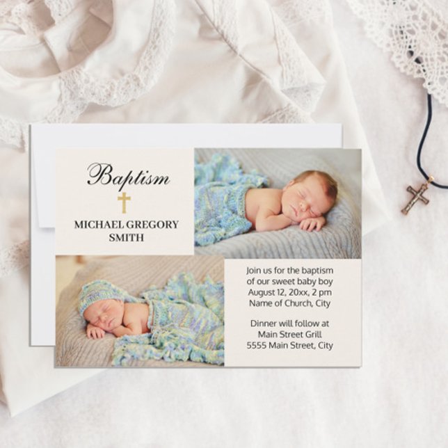 Invitación 2 Foto Chica Oro cruzando bautismo religioso (Subido por el creador)