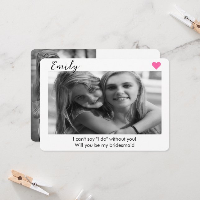 Invitación 2 Foto de dama de honor o propuesta de doncella de (Anverso/Reverso In Situ)