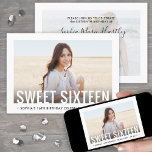 Invitación 2 Foto Dulce 16 Moderno Mínimo Dieciséis Cumpleaño<br><div class="desc">Invite a la familia y amigos a una elegante fiesta de cumpleaños Sweet 16th para ella con esta elegante invitación fotográfica de 2. Todo el texto es sencillo para el personalizar. (IMAGEN PLACEMENT TIP: Una manera fácil de centrar una foto exactamente como quieres es recortarla antes de subirla al sitio...</div>