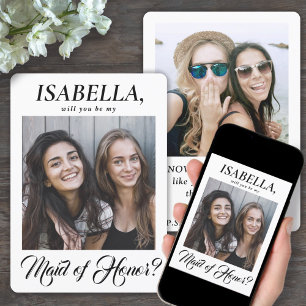 Invitación 2 Foto Elegante Propuesta de Dama de Honor con Cal