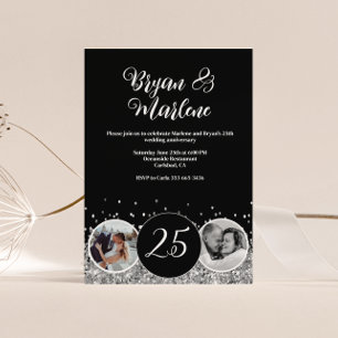 Invitación 2 Foto entonces y ahora aniversario Boda de plata