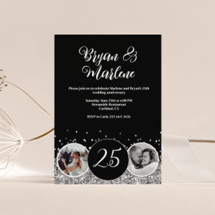 Invitación 2 Foto entonces y ahora aniversario Boda de plata