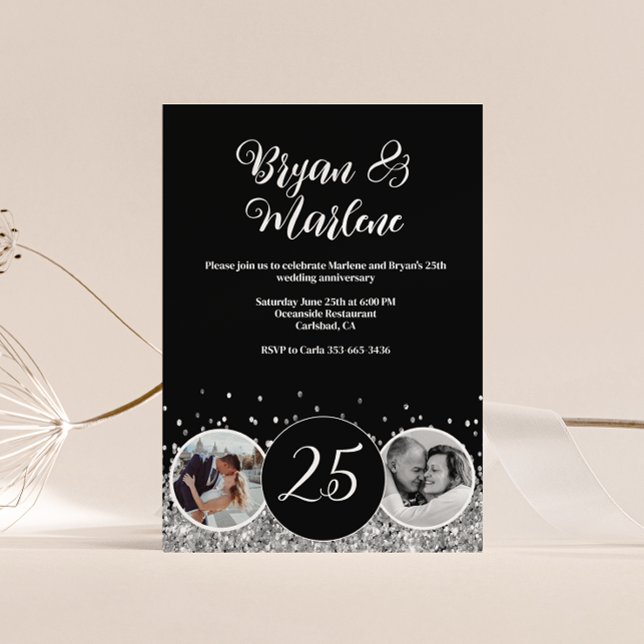 Invitación 2 Foto entonces y ahora aniversario Boda de plata (Subido por el creador)