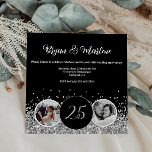 Invitación 2 Foto entonces y ahora aniversario Boda de plata