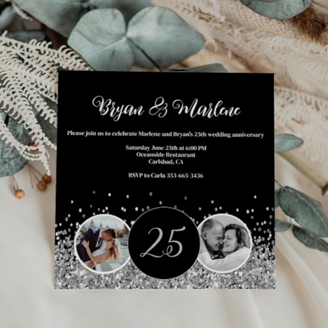 Invitación 2 Foto entonces y ahora aniversario Boda de plata (Subido por el creador)