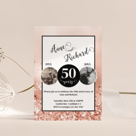 Invitación 2 Foto entonces y ahora cualquier año de aniversar