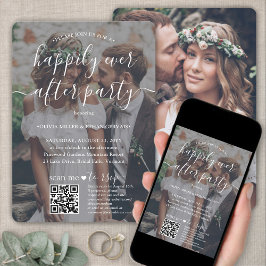 Invitación 2 Foto Feliz Nunca Después Del Boda Fiesta QR RSVP