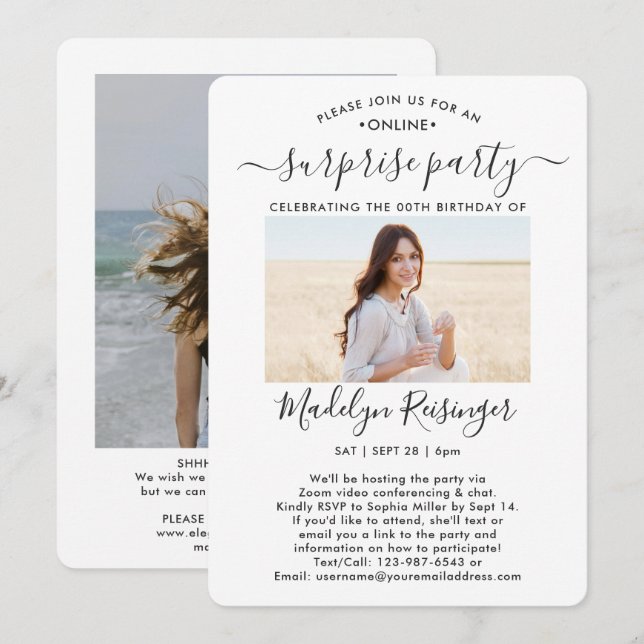 Invitación 2 Foto: Fiesta de cumpleaños de sorpresa virtual e